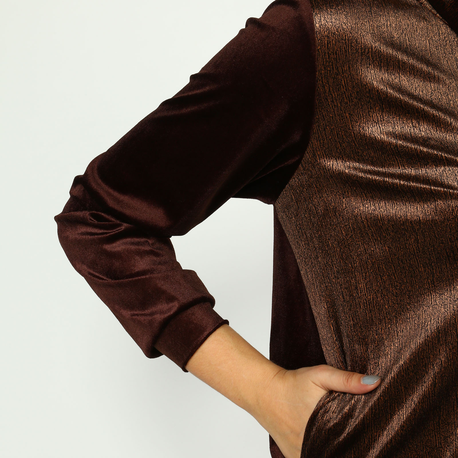 Куртка из комбинированного велюра Avrora, размер 56, цвет коричневый - фото 10