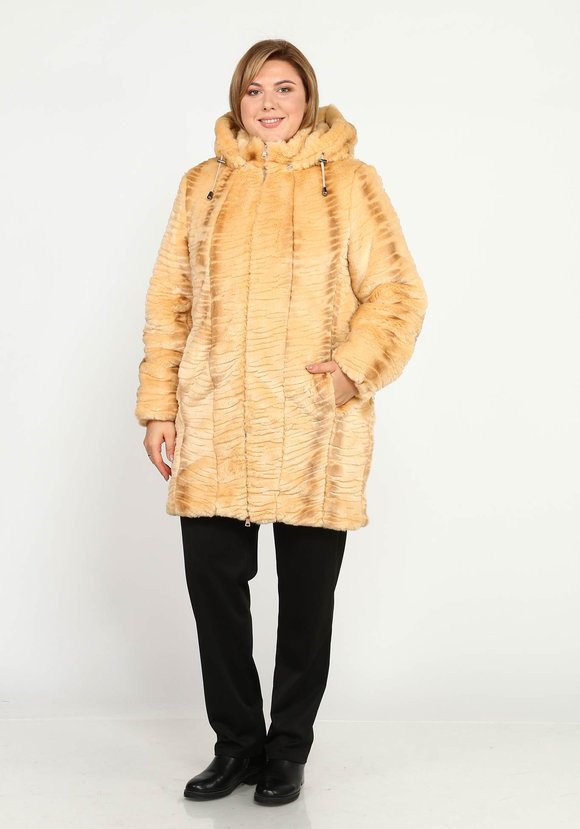 Шуба на молнии из эко-меха с капюшоном шир.  580, рис. 7