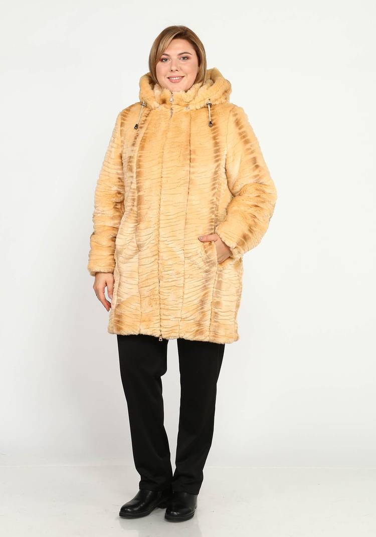 Шуба на молнии из эко-меха с капюшоном шир.  750, рис. 7