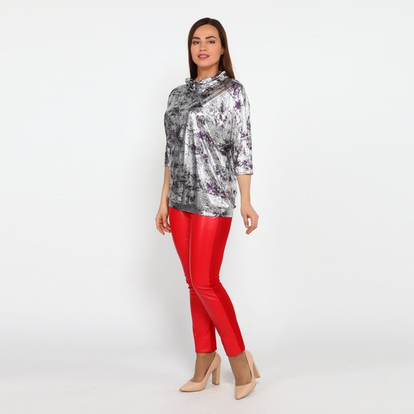 Блуза с блестящим принтом и воротником шир.  580, рис. 2