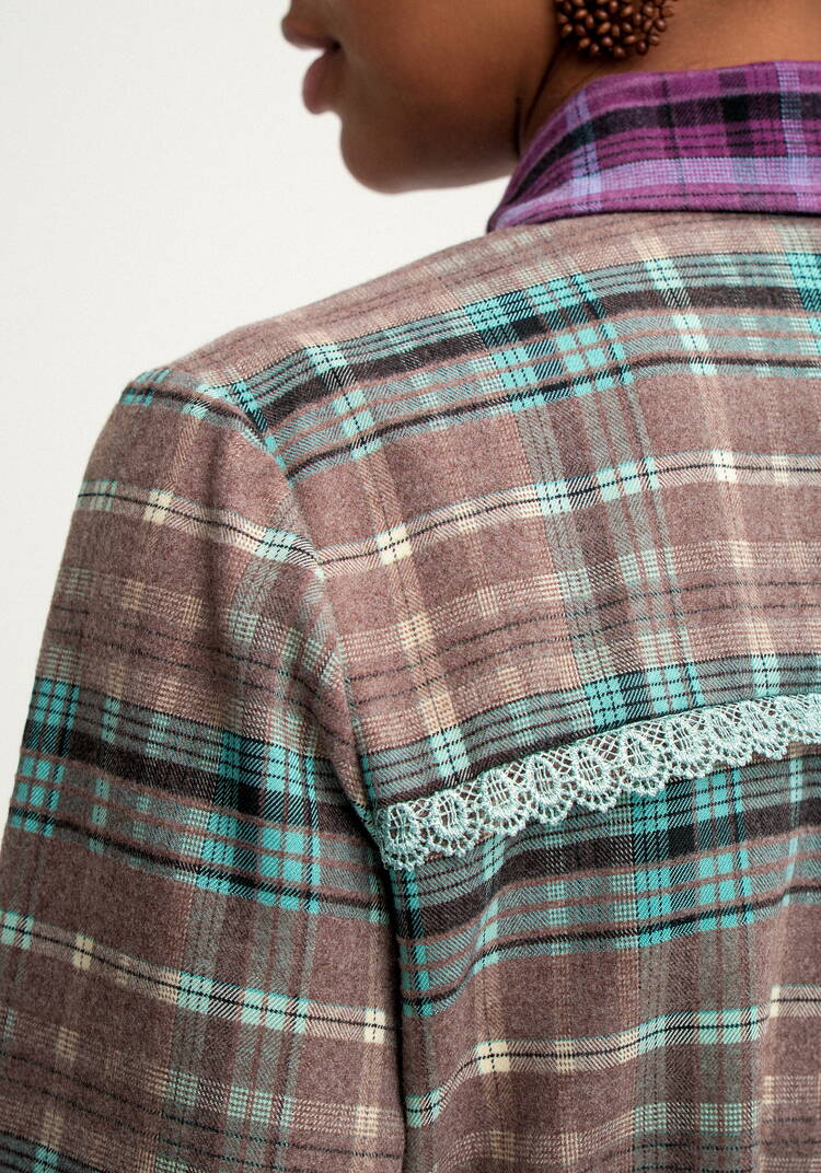 Платье-рубашка в клетку на пуговицах шир.  750, рис. 18