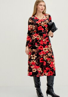 Платье бархатное с цветочным принтом