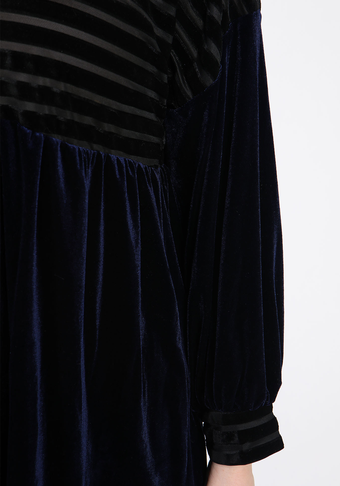Блуза комбинированная из велюра Bianka Modeno, размер 50, цвет синий - фото 5
