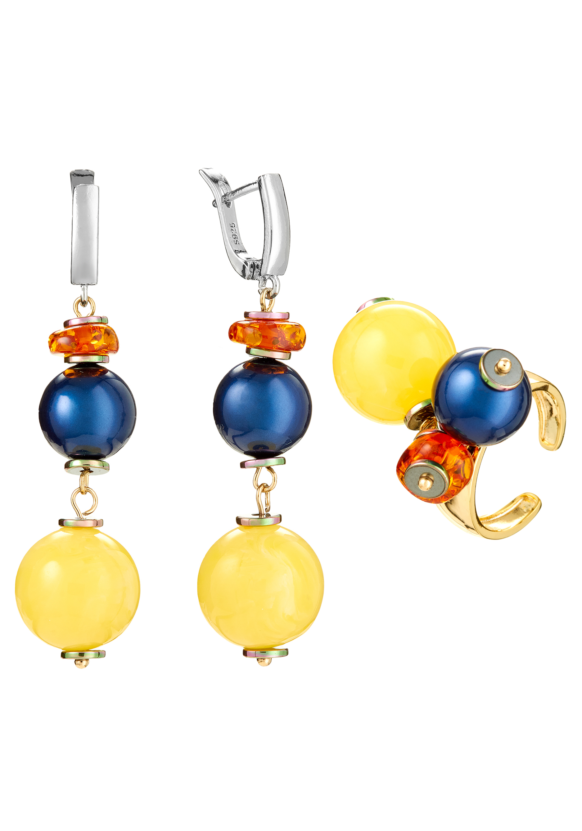 

Комплект "Летний день" (серьги+кольцо), Желтый