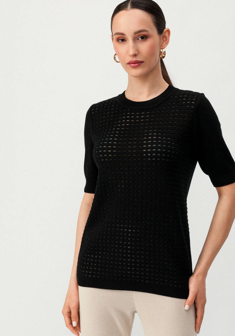 Джемпер с передней полочкой ажурной вязки шир.  750, рис. 27