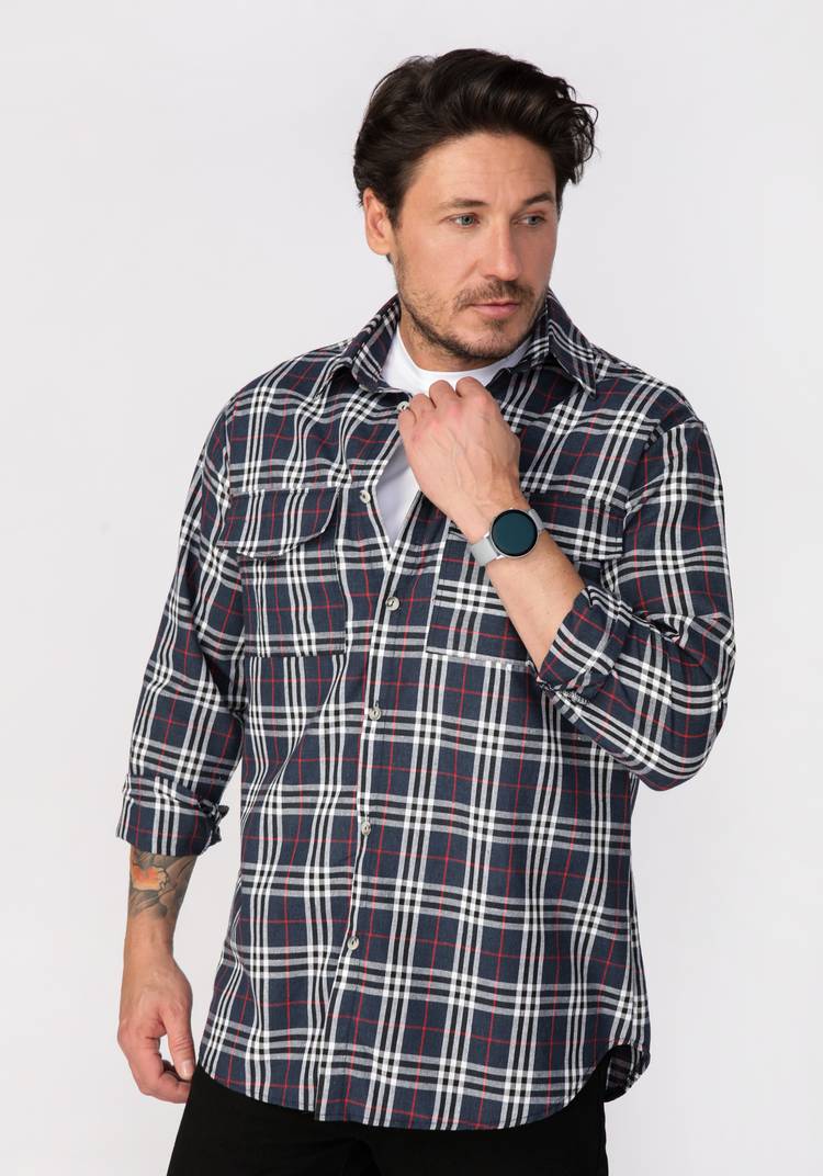 Рубашка мужская в мелкую клетку шир.  750, рис. 5