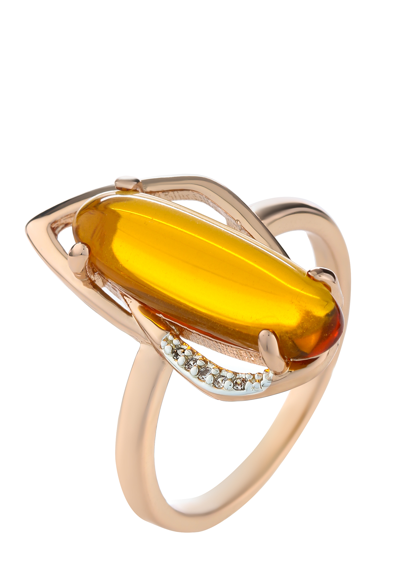 Кольцо "Янтарное сияние" Бриллианит Натюр, цвет оранжевый, размер 18