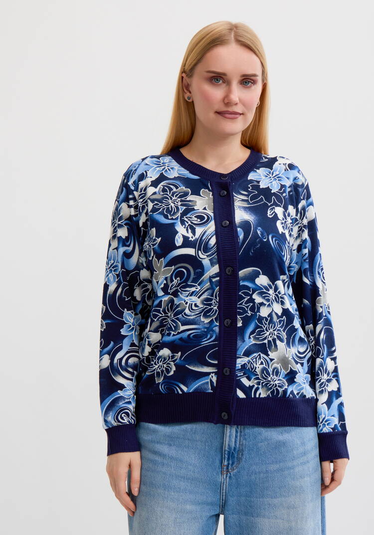 Кардиган с цветочным принтом на пyговицах шир.  750, рис. 4