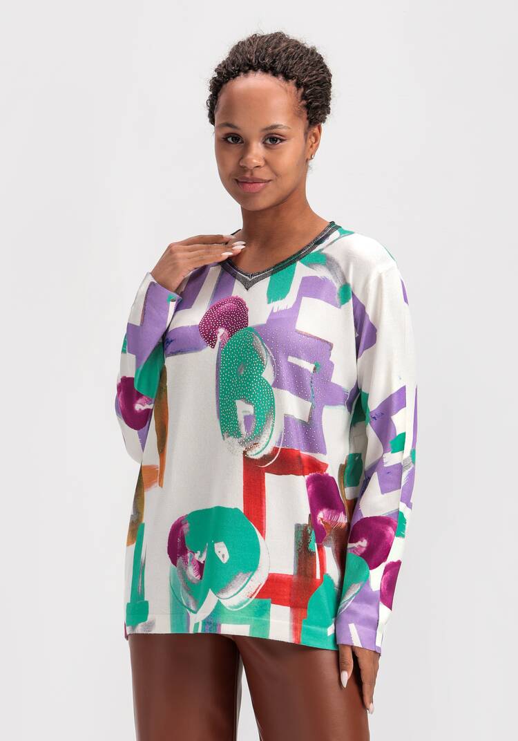 Джемпер с ярким орнаментом шир.  750, рис. 12