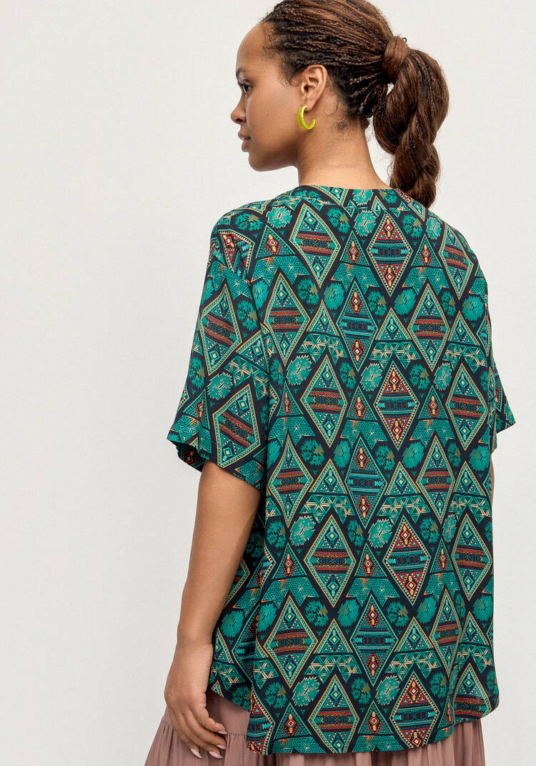 Блуза из штапеля с этническим рисунком шир.  750, рис. 10