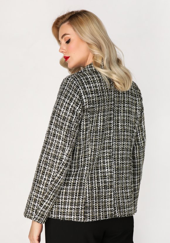 Жакет двубортный из твида с карманами шир.  580, рис. 2