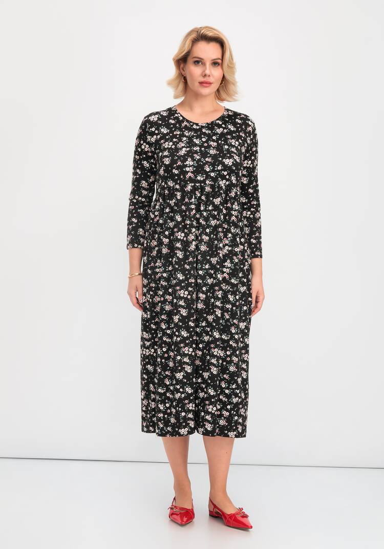 Платье с цветочным рисунком и рукавами 3/4 шир.  750, рис. 4