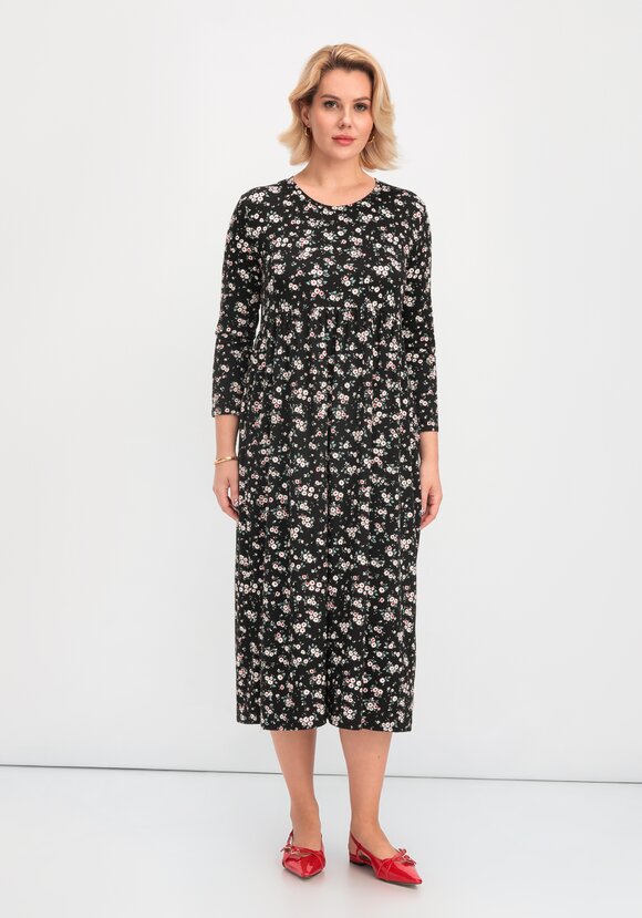 Платье с цветочным рисунком и рукавами 3/4 шир.  580, рис. 4