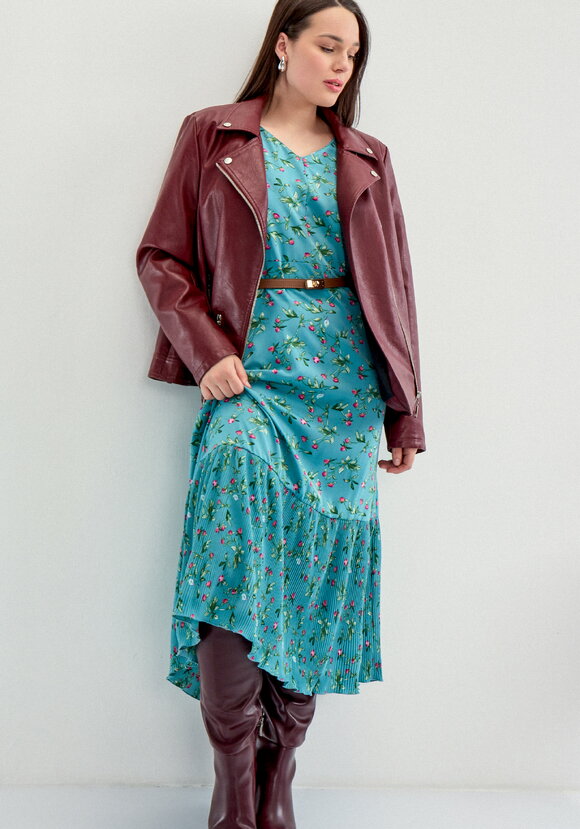 Платье с плиссировкой в цветочный принт шир.  580, рис. 19