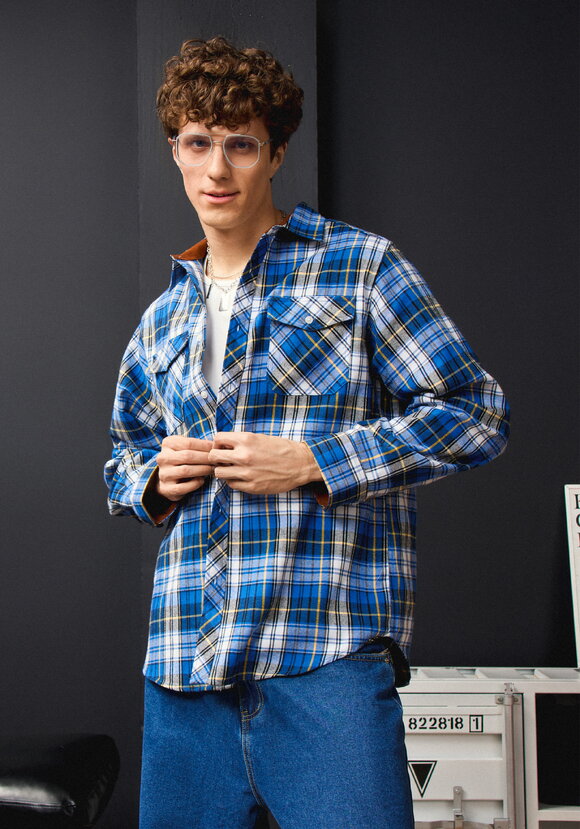 Рубашка в клетку с нагрудными карманами шир.  580, рис. 12