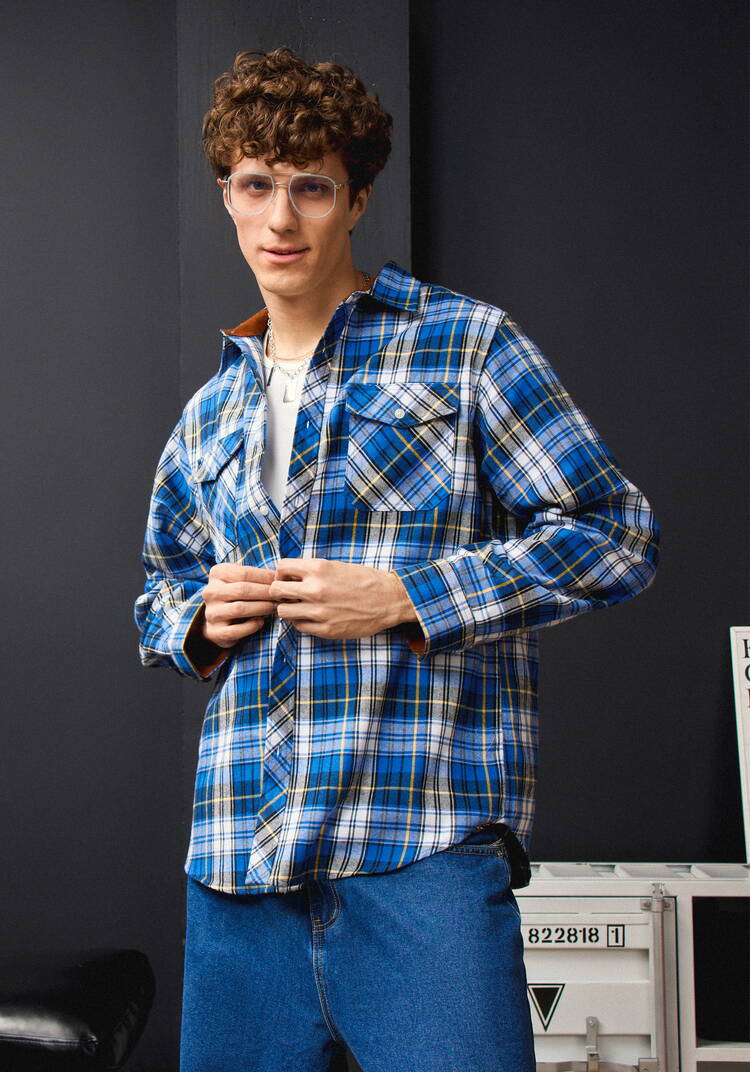 Рубашка в клетку с нагрудными карманами шир.  750, рис. 12