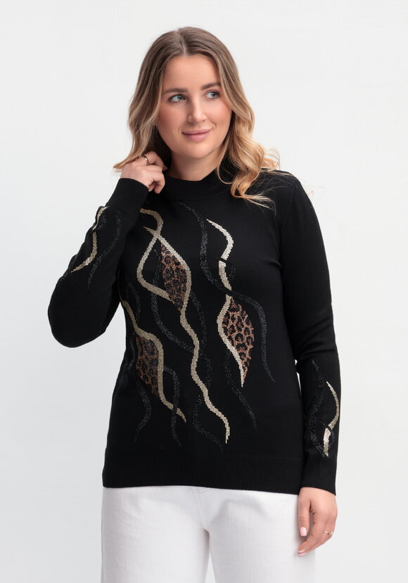 Джемпер с абстракцией на рукавах и полочке шир.  580, рис. 1