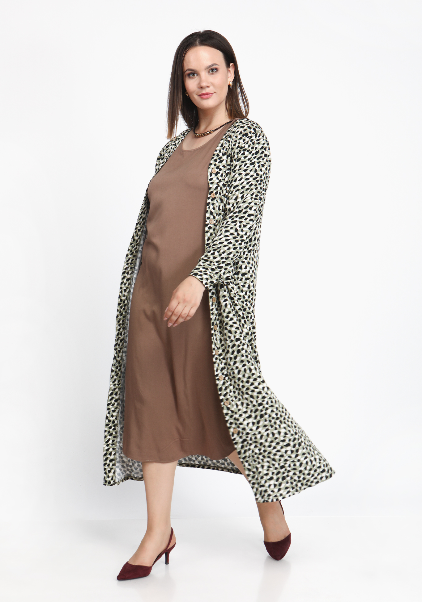 Платье-рубашка с принтом "леопард" Frida, размер 48, цвет коричневый - фото 7