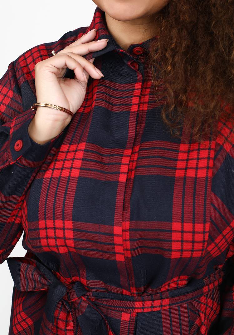 Блуза в клетку с поясом шир.  750, рис. 4