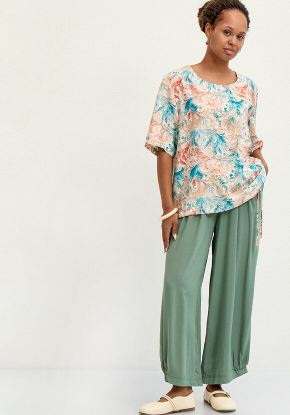 Блуза свободная с коротким рукавом и принтом шир.  580, рис. 15