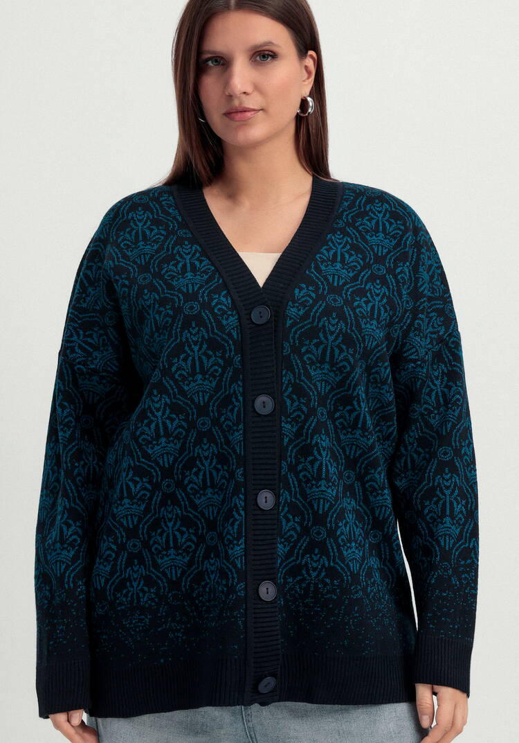 Кардиган с узорами и эффектом деграде шир.  750, рис. 12