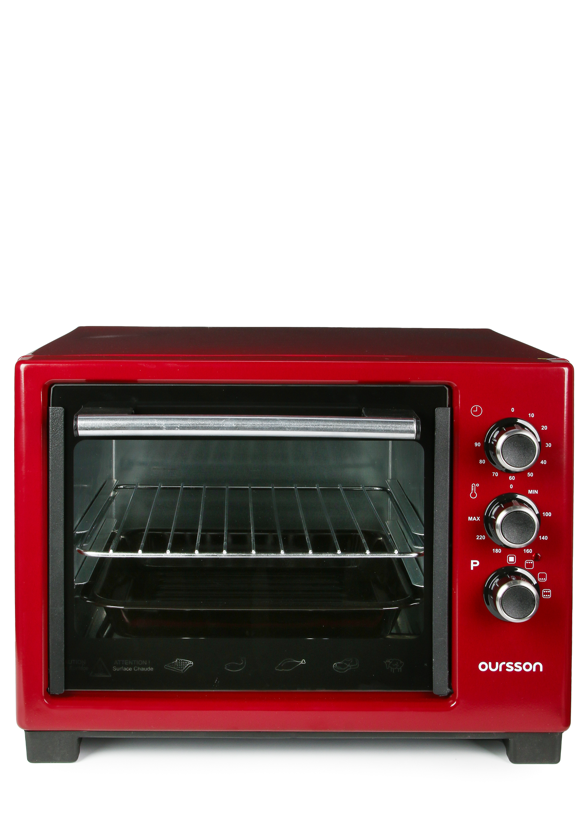 Мини-духовка электрическая Oursson, цвет бордовый