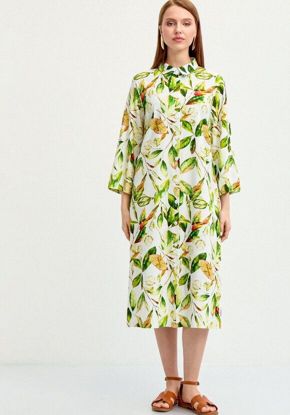 Платье-рубашка изо льна с принтом шир.  580, рис. 4