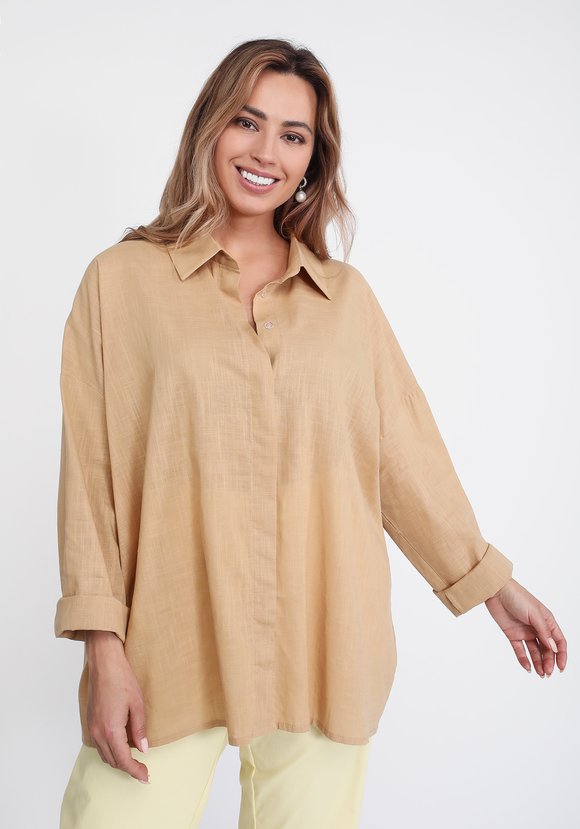 Блуза-рубашка однотонная оверсайз шир.  580, рис. 3