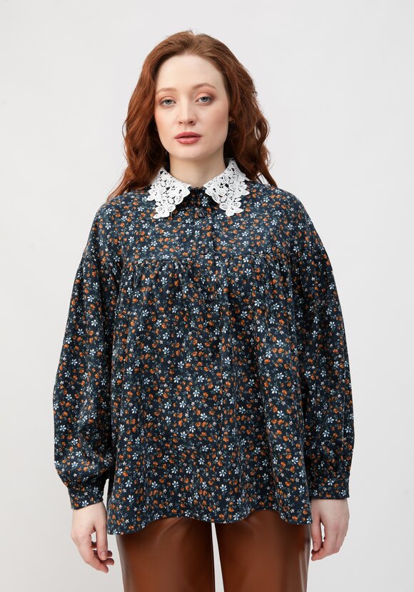 Блуза с цветочным принтом и воротником шир.  580, рис. 13