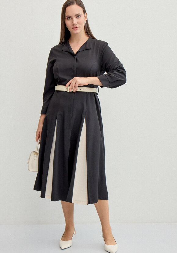 Платье с контрастными вставками в складках шир.  580, рис. 15