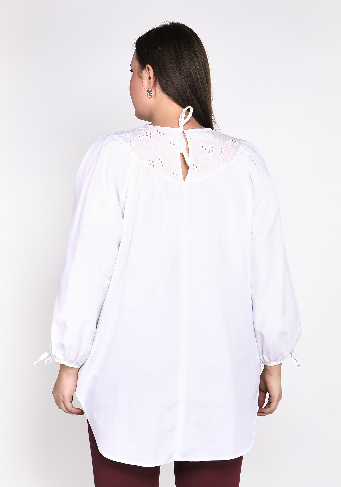 Блуза с вставкой из шитья Bianka Modeno, размер 50, цвет бирюзовый - фото 6