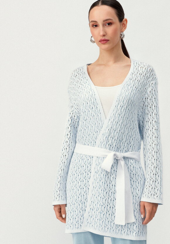 Кардиган ажурной вязки шир.  580, рис. 19