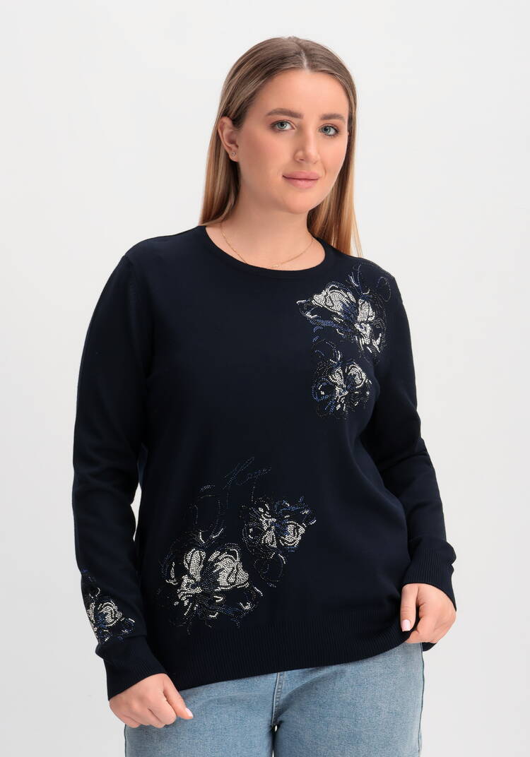 Джемпер с абстрактными цветами из страз шир.  750, рис. 10