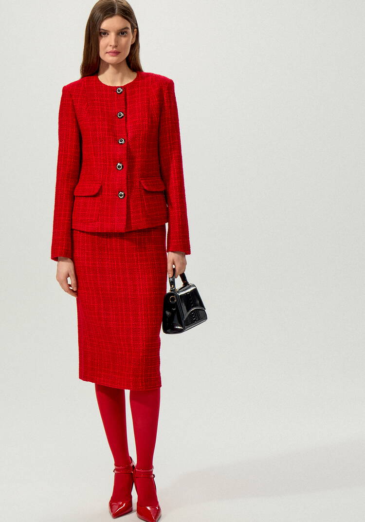 Пиджак из однотонного твида на пуговицах шир.  750, рис. 14