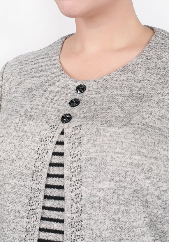 Блуза с пуговицами и узором из страз шир.  580, рис. 6