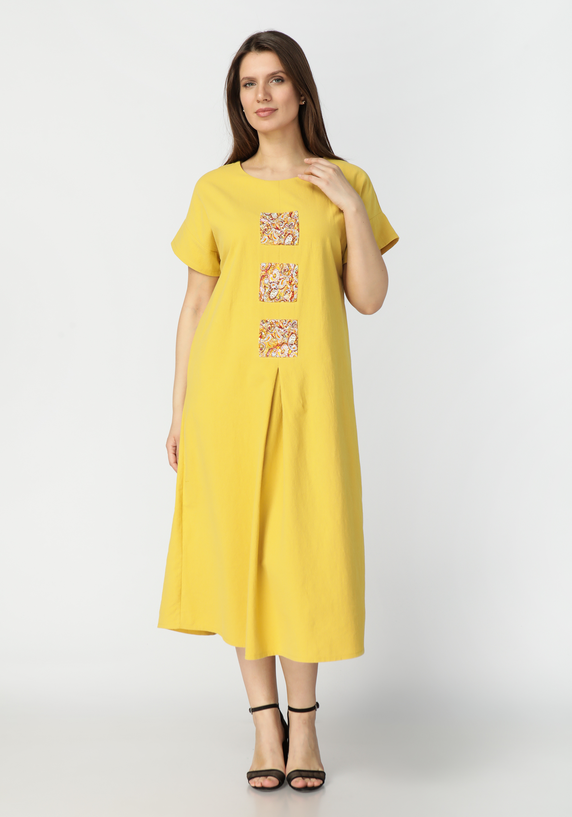 Платье А силуэта с оригинальным декором Frida, цвет желтый, размер 58-60 - фото 7