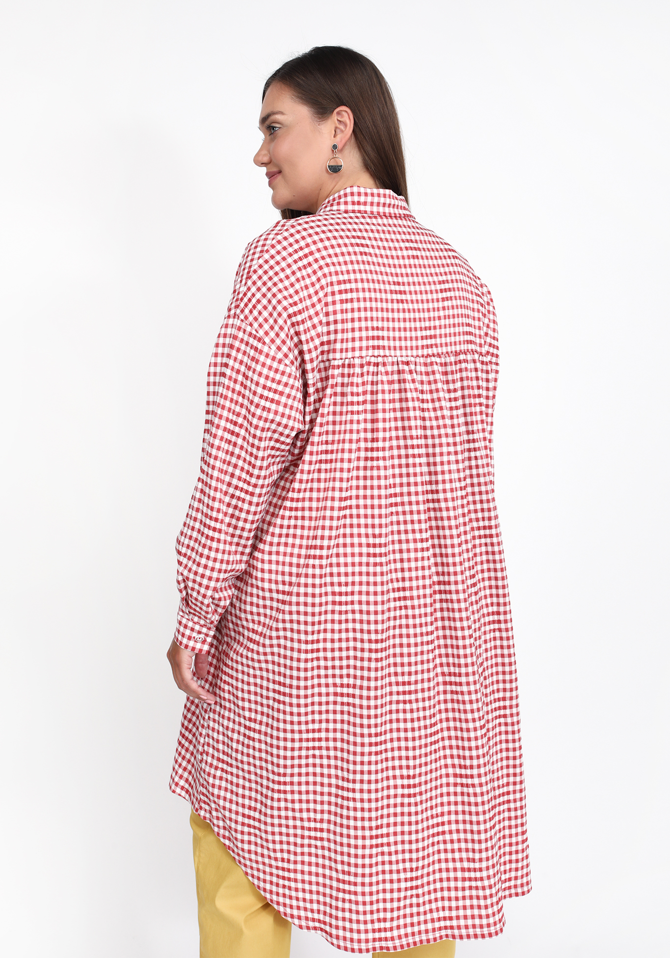 Рубашка удлиненная из хлопковой ткани Julia Weber, размер 56, цвет красный - фото 3