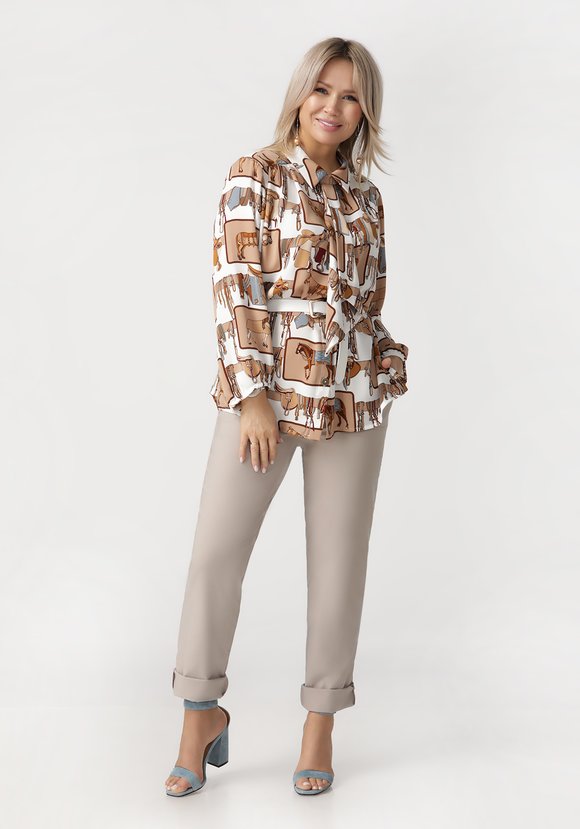 Брюки из бенгалина Галия шир.  580, рис. 5