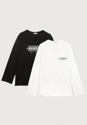Лонгсливы с лаконичным принтом, 2 шт.