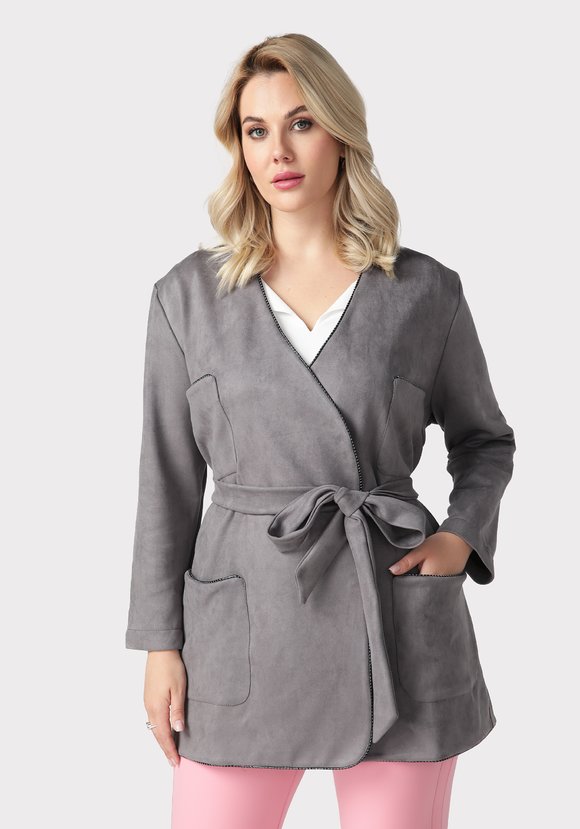 Жакет с карманами из эко-замши шир.  580, рис. 5