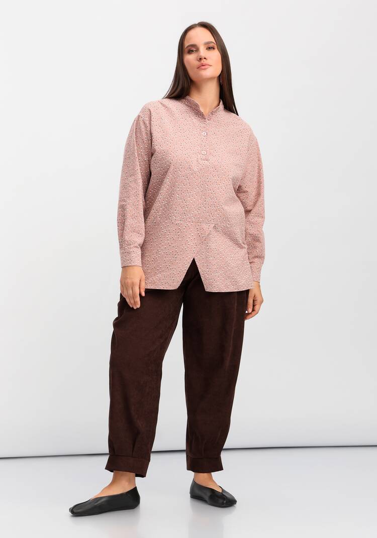 Блуза с воротником-стойкой свободного кроя шир.  750, рис. 10