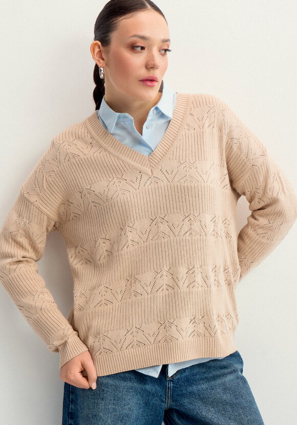 Джемпер с V-образным вырезом ажурный шир.  580, рис. 7