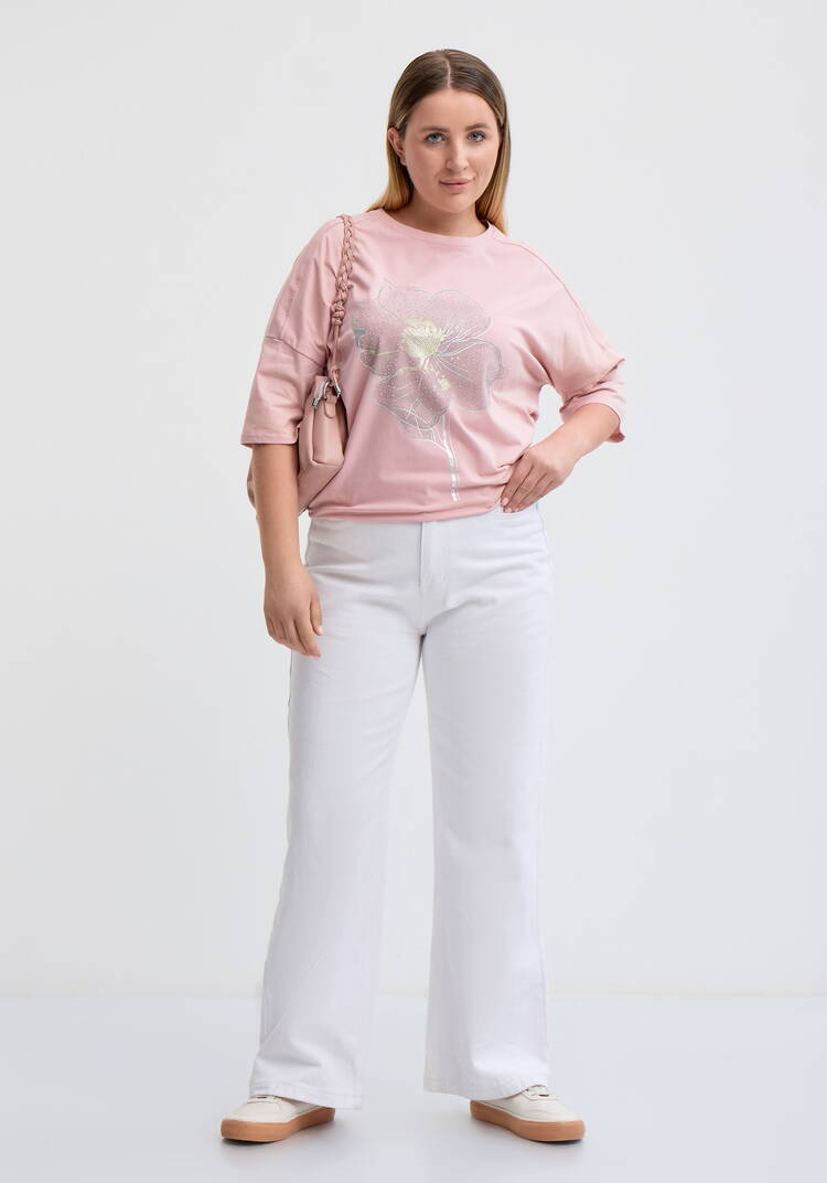 Футболка с цветочным принтом и стразами шир.  750, рис. 17