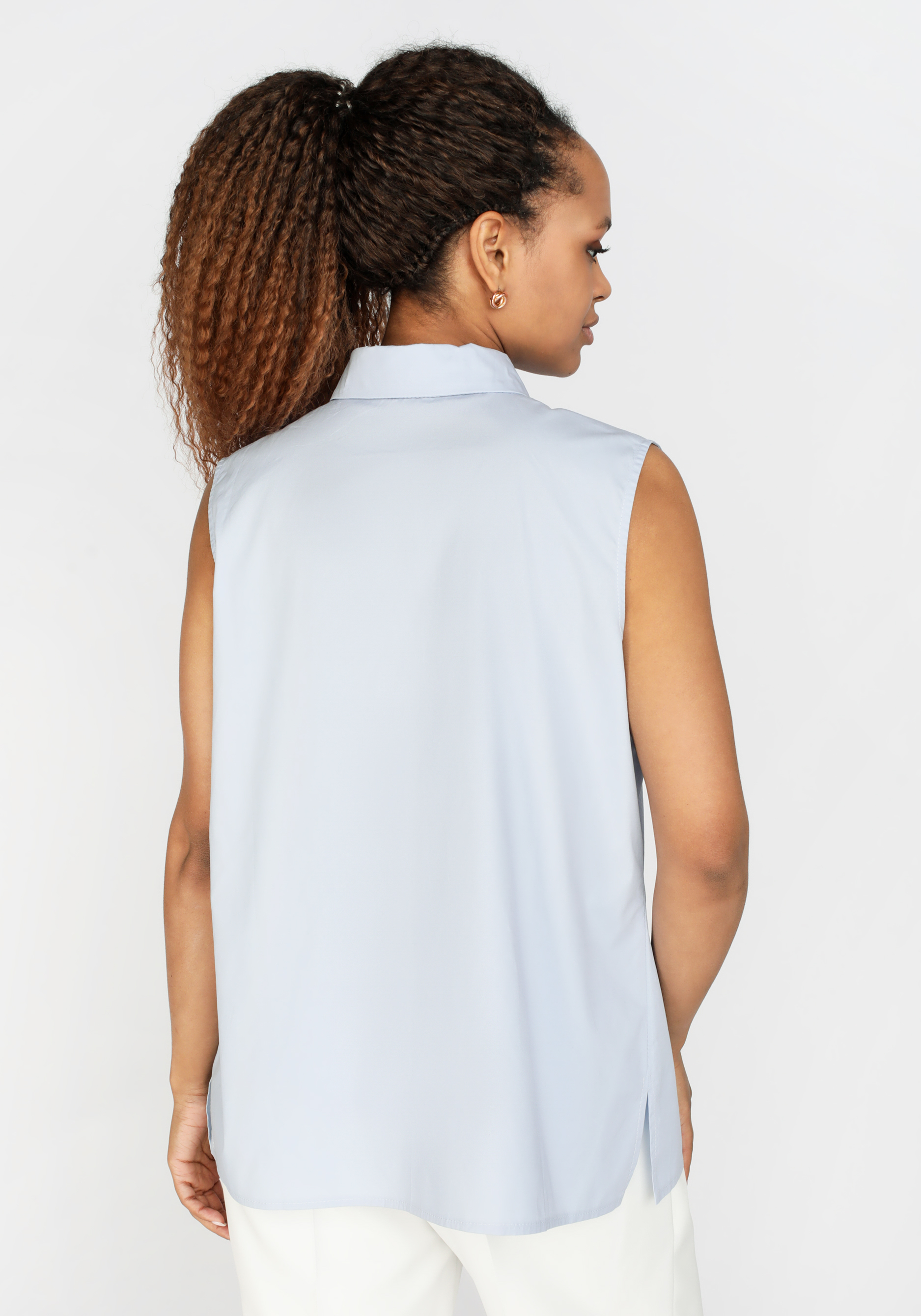 Блуза без рукавов из натуральной ткани Julia Weber, размер 54, цвет голубой - фото 3