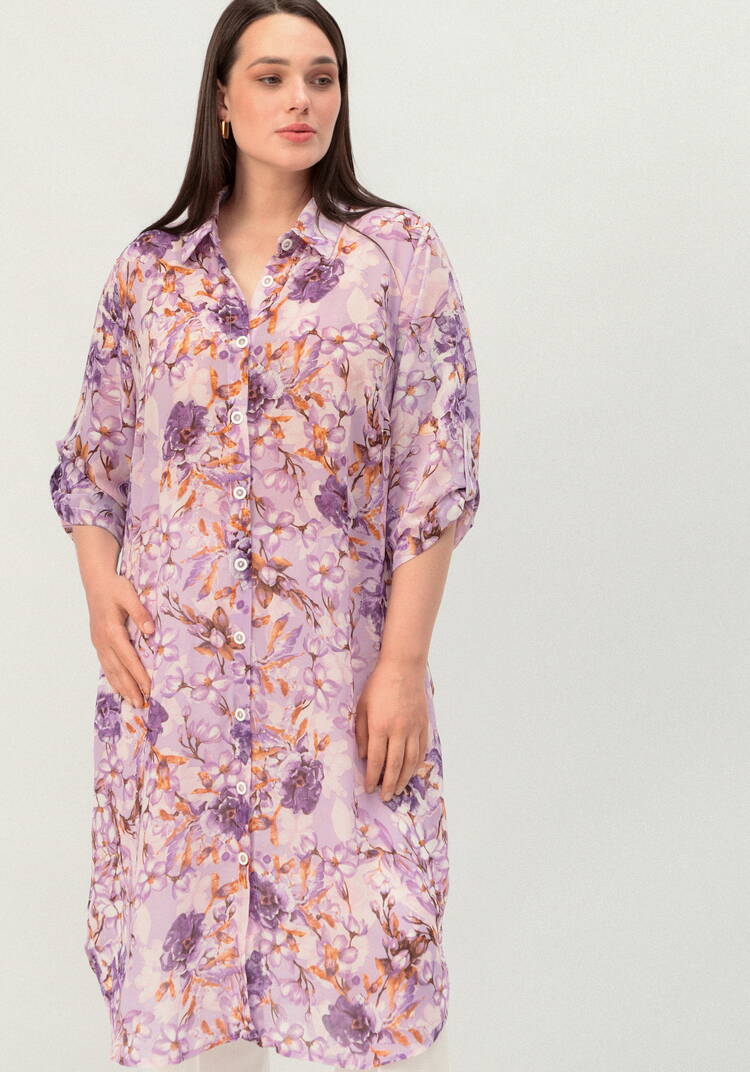 Рубашка удлинённая с цветочным принтом шир.  750, рис. 27