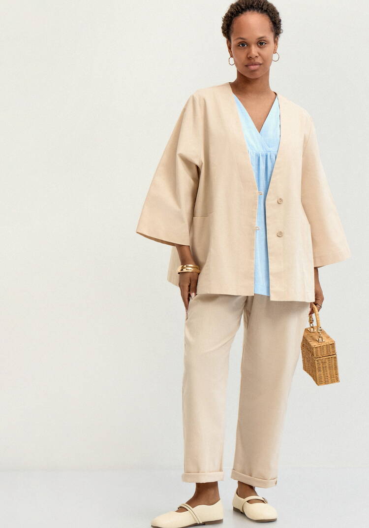 Кардиган изо льна с карманами шир.  750, рис. 6