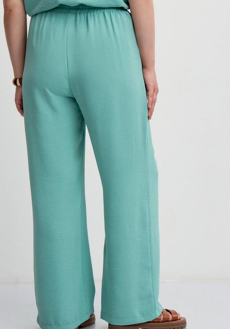 Брюки палаццо на резинке с карманами шир.  750, рис. 3