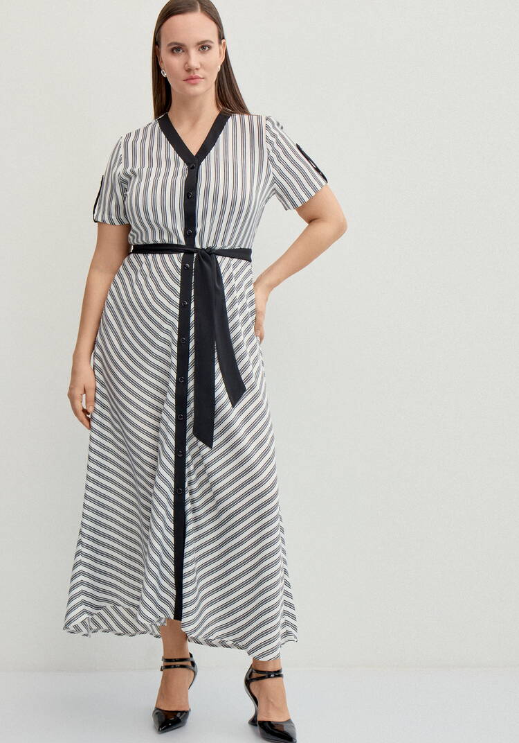 Платье в полоску с контрастной окантовкой шир.  750, рис. 8