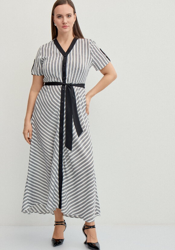 Платье в полоску с контрастной окантовкой шир.  580, рис. 8