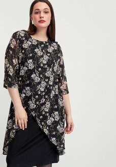 Платье в цветочный принт с шифоном